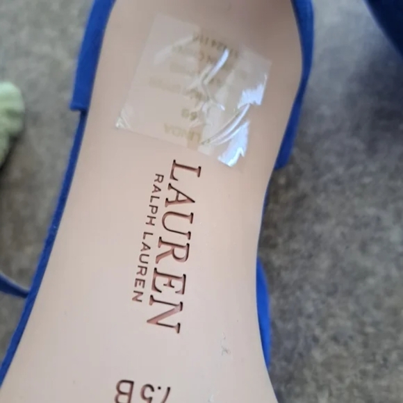 Ralph Lauren Electric Blue Kitten Heel Sandals - Picture 5 of 9